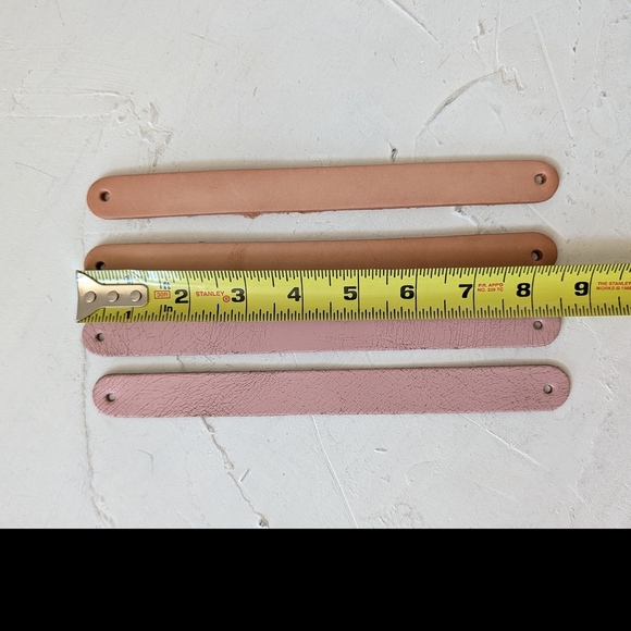 4pcs Mixed Color Genuine Leather Bracelet Wristband Slide DIY Blush Purple Tan - Picture 8 of 9